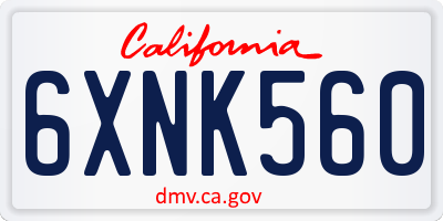 CA license plate 6XNK560