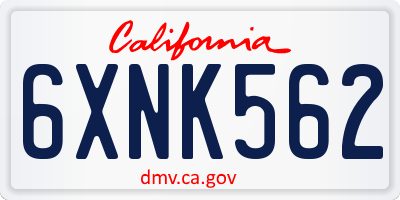CA license plate 6XNK562