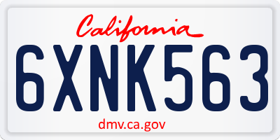 CA license plate 6XNK563