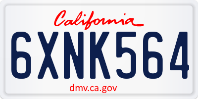 CA license plate 6XNK564