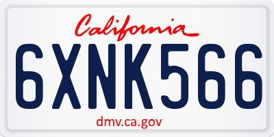 CA license plate 6XNK566