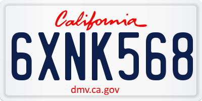 CA license plate 6XNK568