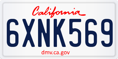 CA license plate 6XNK569