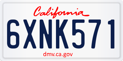 CA license plate 6XNK571