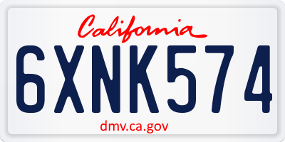CA license plate 6XNK574