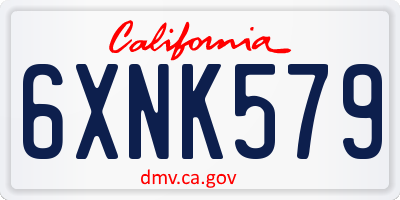 CA license plate 6XNK579