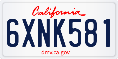 CA license plate 6XNK581