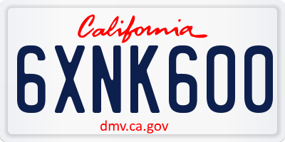 CA license plate 6XNK600