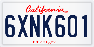 CA license plate 6XNK601