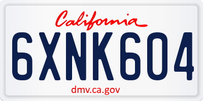 CA license plate 6XNK604