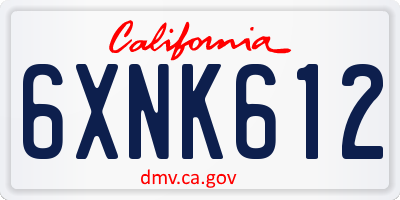 CA license plate 6XNK612