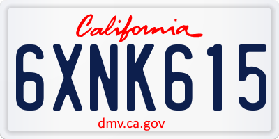 CA license plate 6XNK615