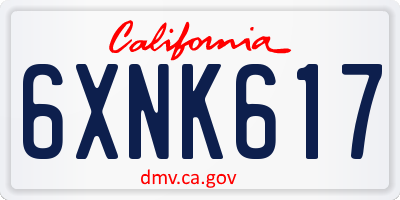 CA license plate 6XNK617