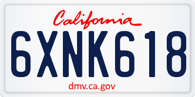 CA license plate 6XNK618