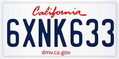 CA license plate 6XNK633