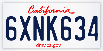 CA license plate 6XNK634