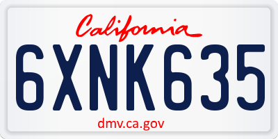 CA license plate 6XNK635