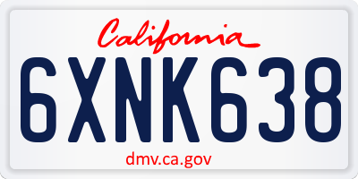 CA license plate 6XNK638