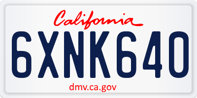 CA license plate 6XNK640