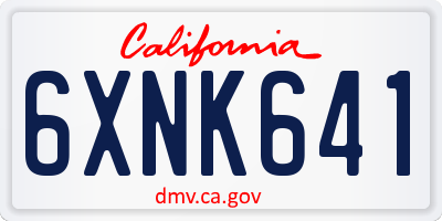 CA license plate 6XNK641