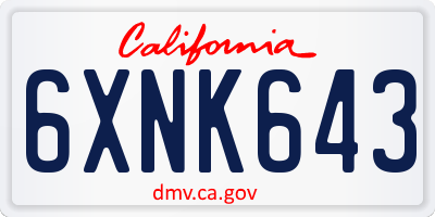 CA license plate 6XNK643