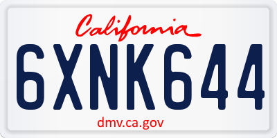 CA license plate 6XNK644