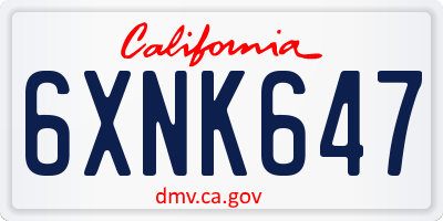 CA license plate 6XNK647