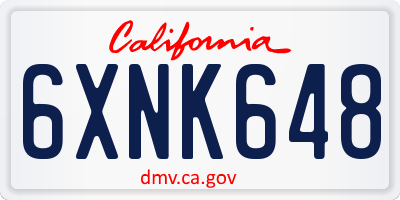 CA license plate 6XNK648
