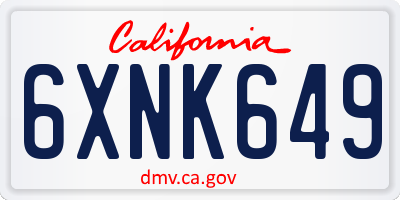 CA license plate 6XNK649