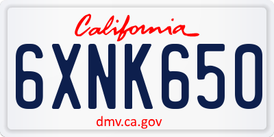 CA license plate 6XNK650