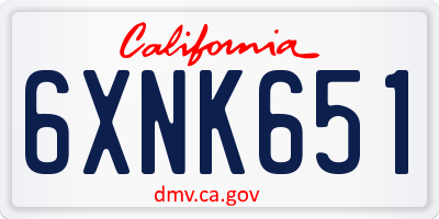 CA license plate 6XNK651