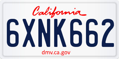CA license plate 6XNK662