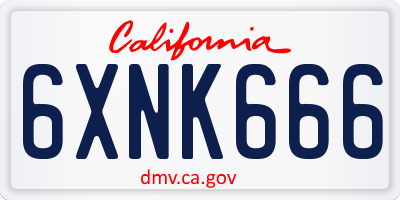 CA license plate 6XNK666