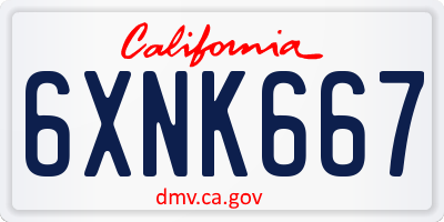 CA license plate 6XNK667