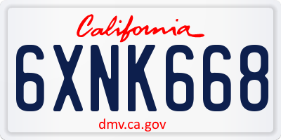 CA license plate 6XNK668