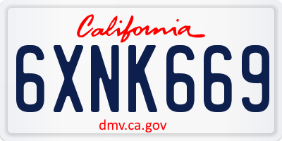 CA license plate 6XNK669