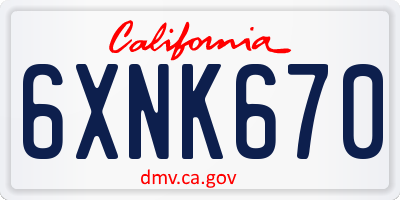 CA license plate 6XNK670