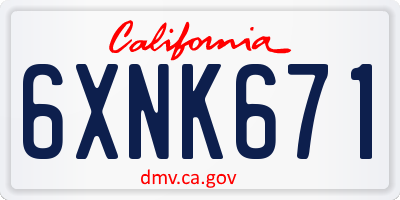CA license plate 6XNK671