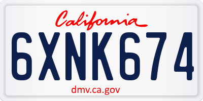 CA license plate 6XNK674