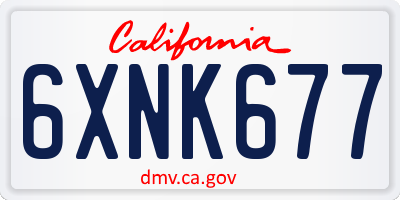 CA license plate 6XNK677