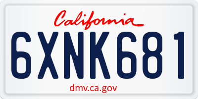CA license plate 6XNK681