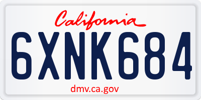 CA license plate 6XNK684
