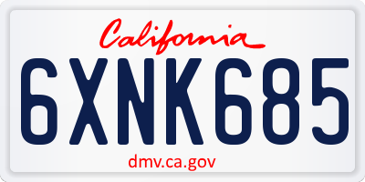 CA license plate 6XNK685