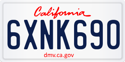 CA license plate 6XNK690