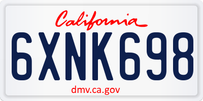 CA license plate 6XNK698