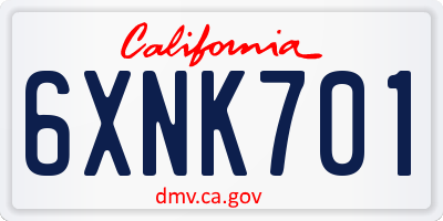 CA license plate 6XNK701