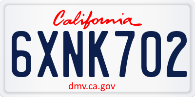 CA license plate 6XNK702
