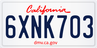 CA license plate 6XNK703
