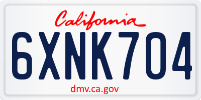 CA license plate 6XNK704