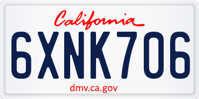 CA license plate 6XNK706